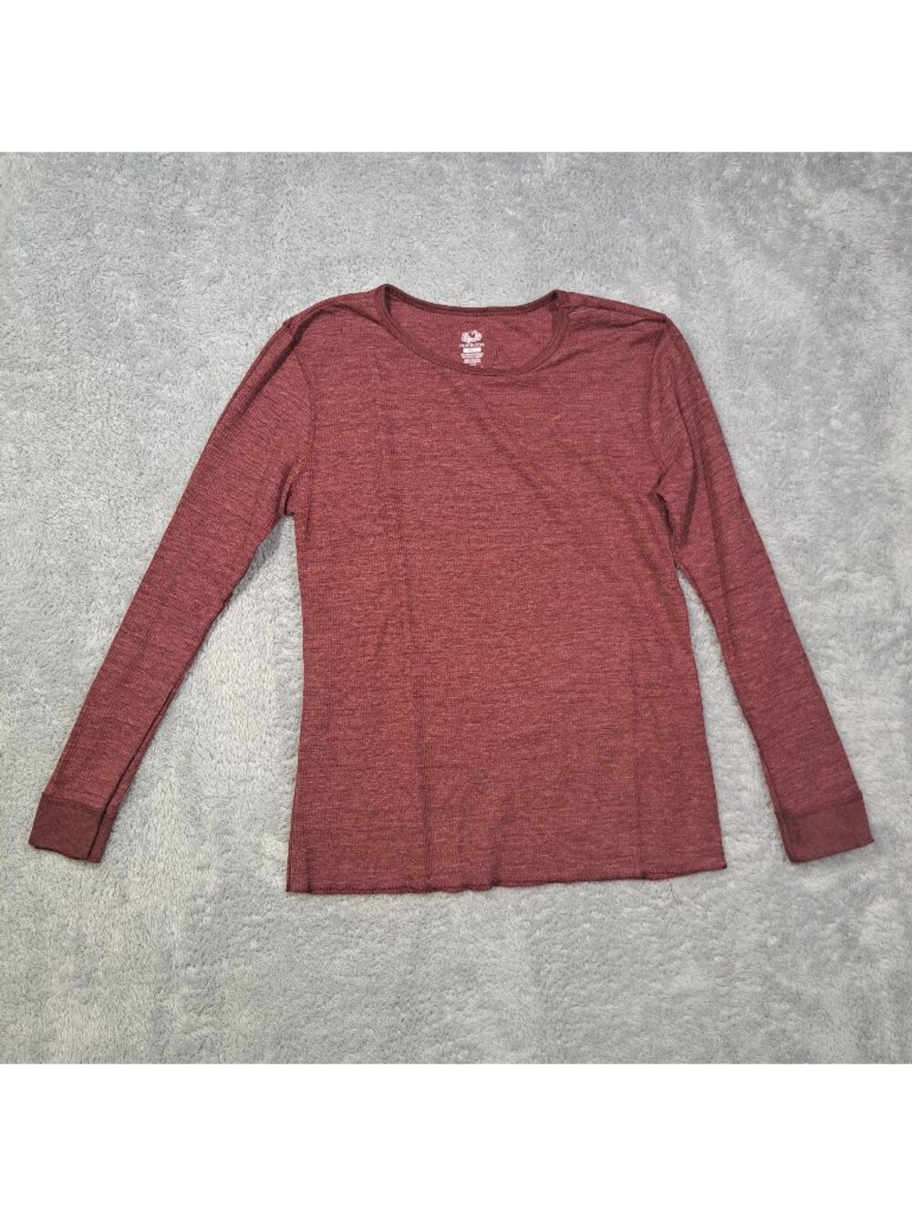 Fruit Of The Loom Boys Red Maroon Long Sleeve Waffle Knit Thermal Shirt Medium